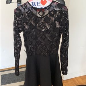 Long Sleeve Black Dress with Built in Cami